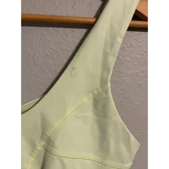 Lululemon Womens Run Tame Me Tank Top Size 8 Neon Yellow Drawstring Cinched READ - Picture 3 of 8
